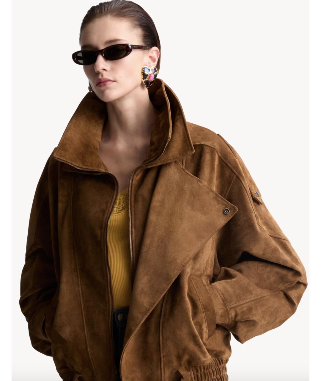 SAINT LAURENT Коричневая замшевая куртка, фото 4