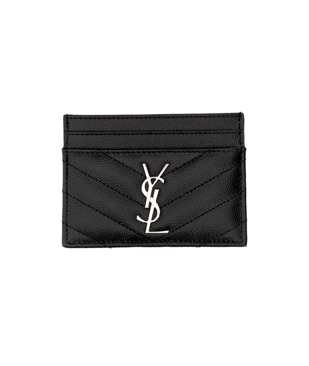 SAINT LAURENT Черный кожаный кардхолдер, фото 3
