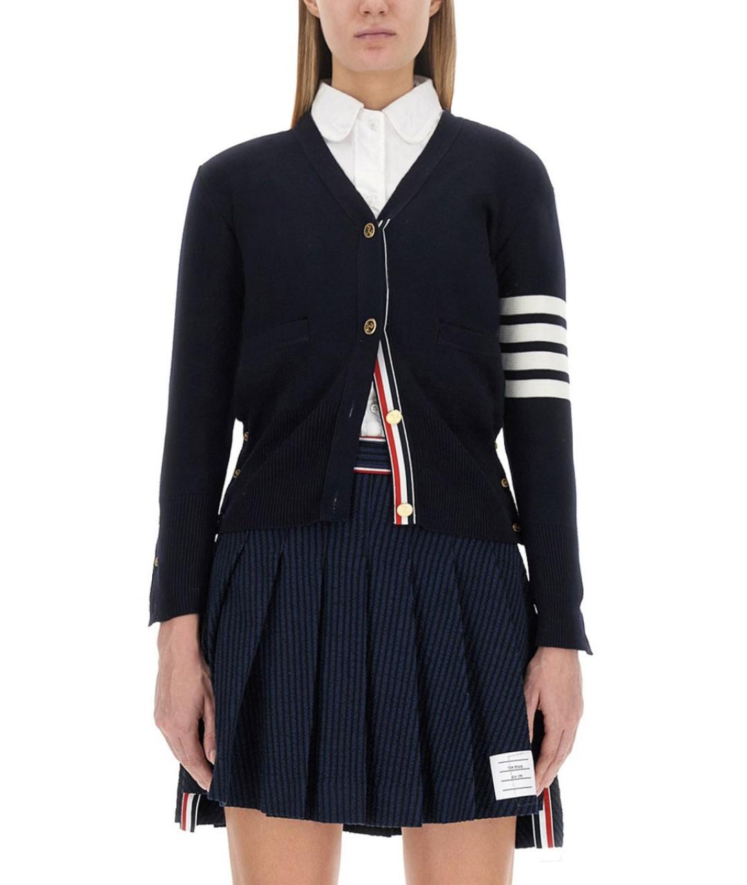 THOM BROWNE Синий шерстяной кардиган, фото 5