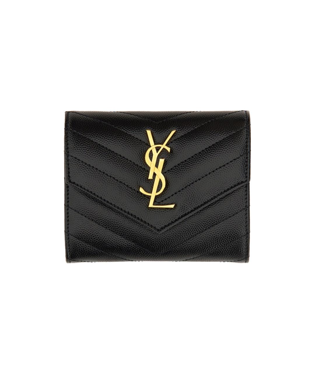 SAINT LAURENT Черный кожаный кошелек, фото 1