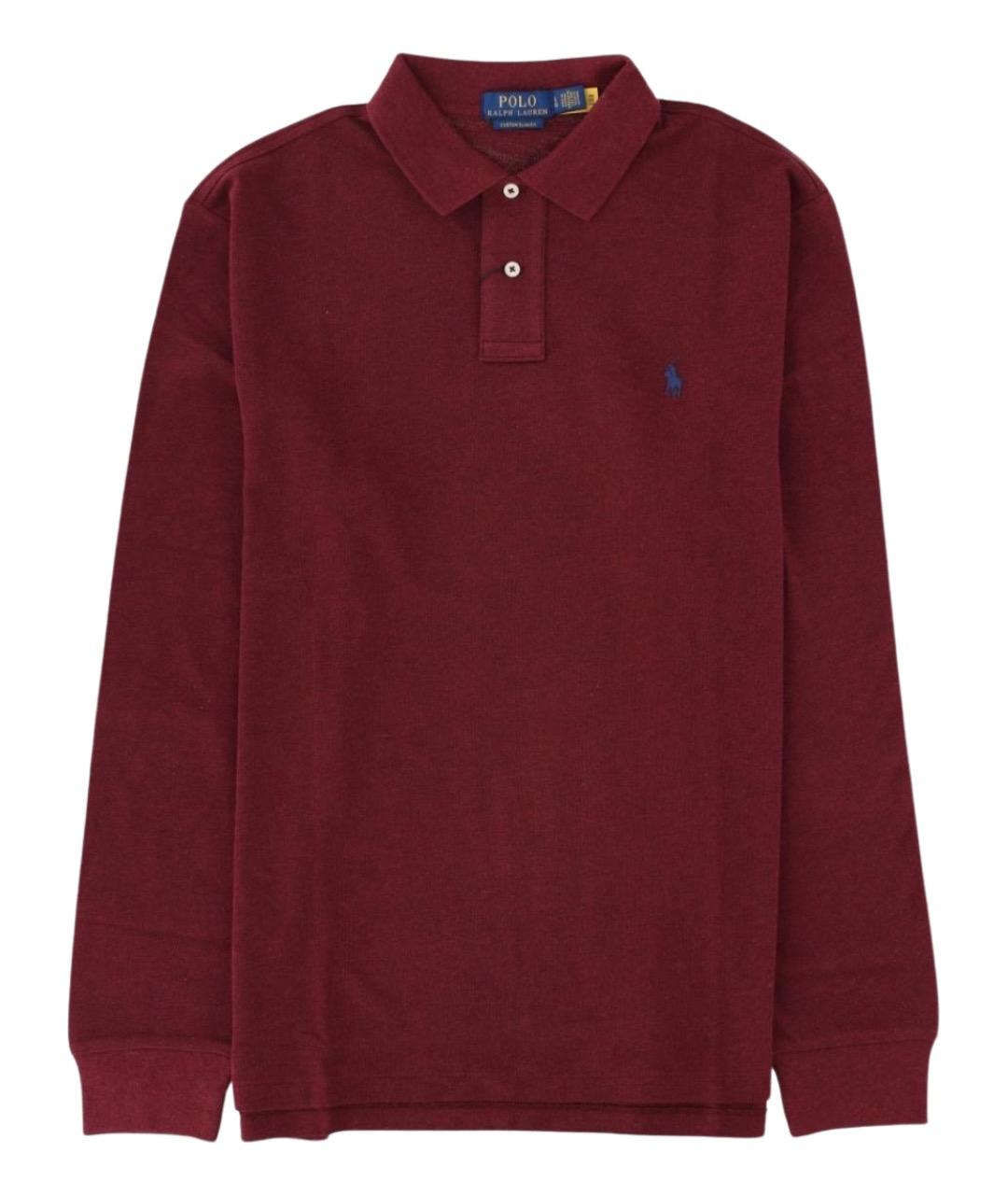 POLO RALPH LAUREN Красное хлопковое поло с длинным рукавом, фото 1