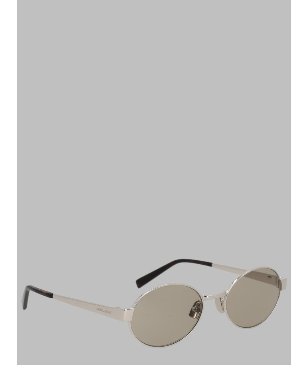 SAINT LAURENT Серебряные металлические солнцезащитные очки, фото 2