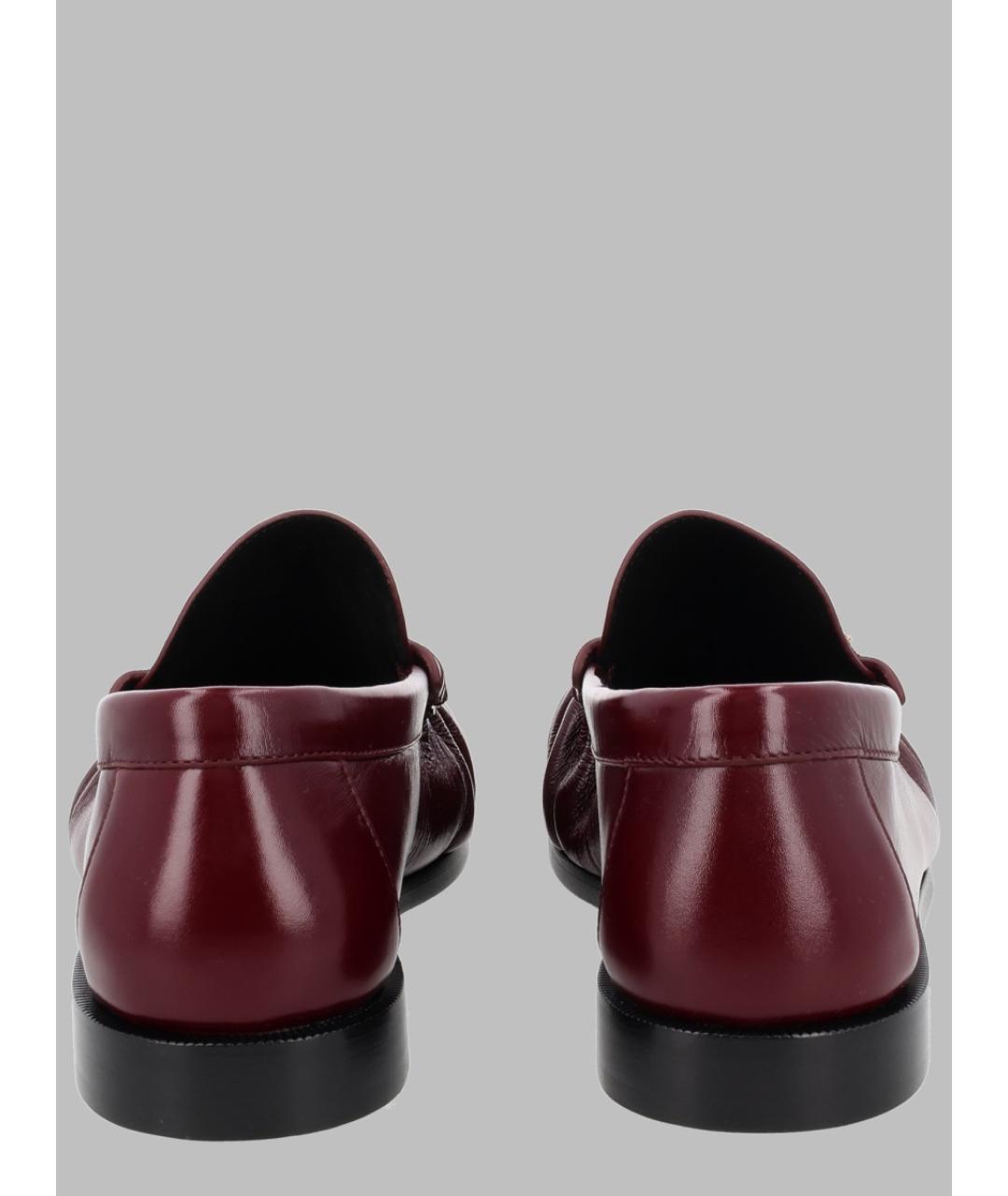 SAINT LAURENT Бордовые кожаные лоферы, фото 3