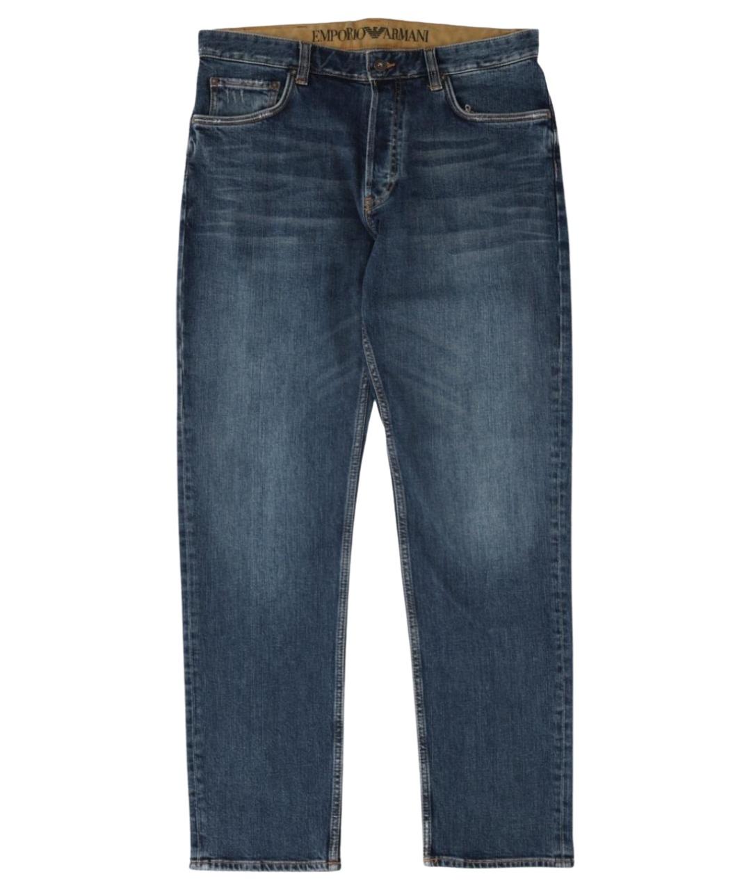 EMPORIO ARMANI Синие хлопковые прямые джинсы, фото 1