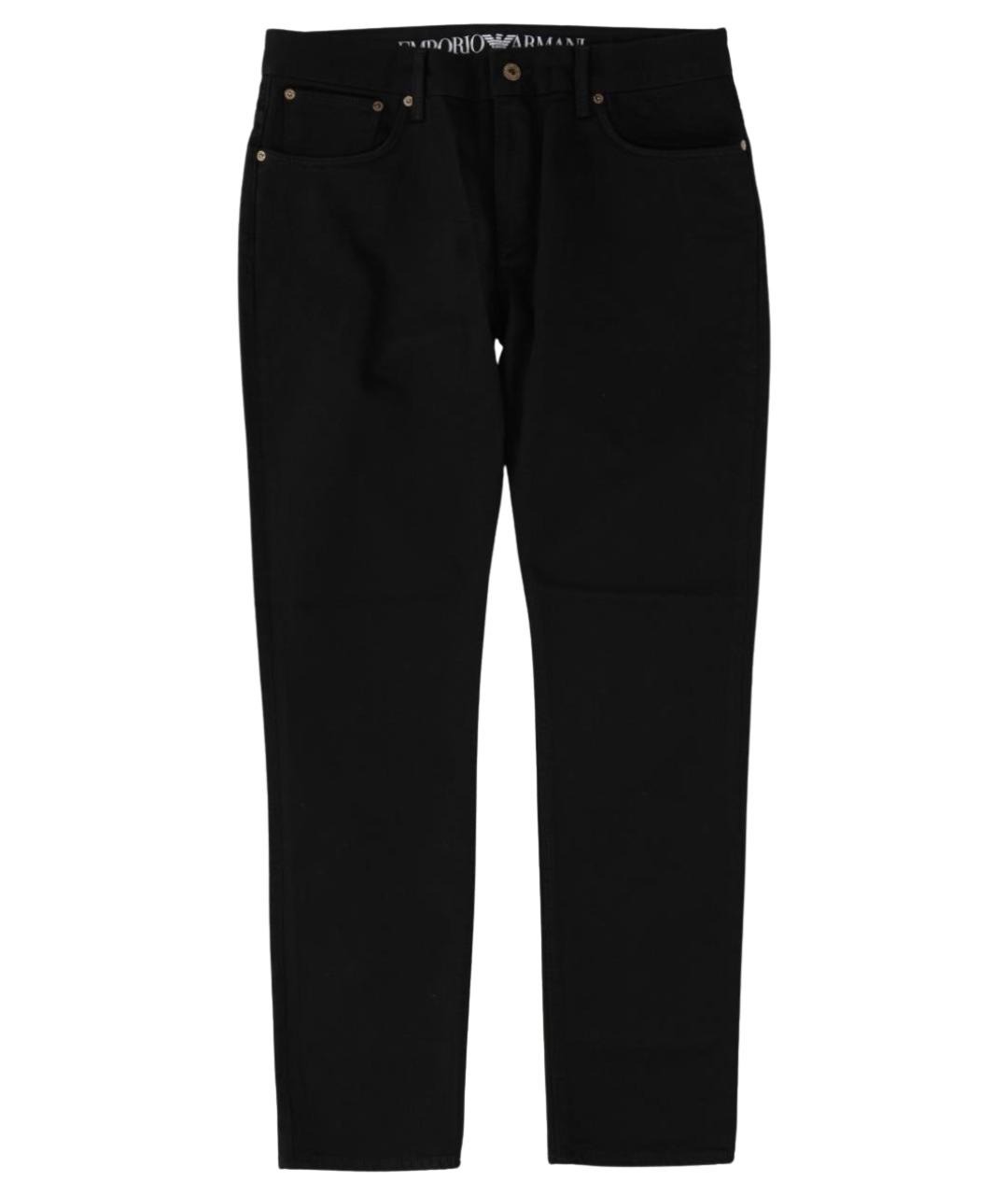 EMPORIO ARMANI Черные хлопковые прямые джинсы, фото 1