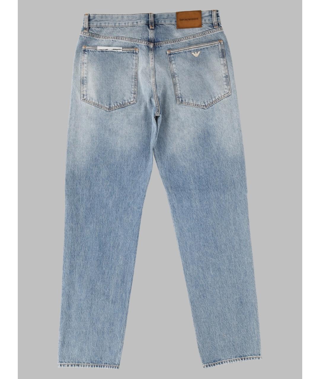 EMPORIO ARMANI Синие хлопковые прямые джинсы, фото 2