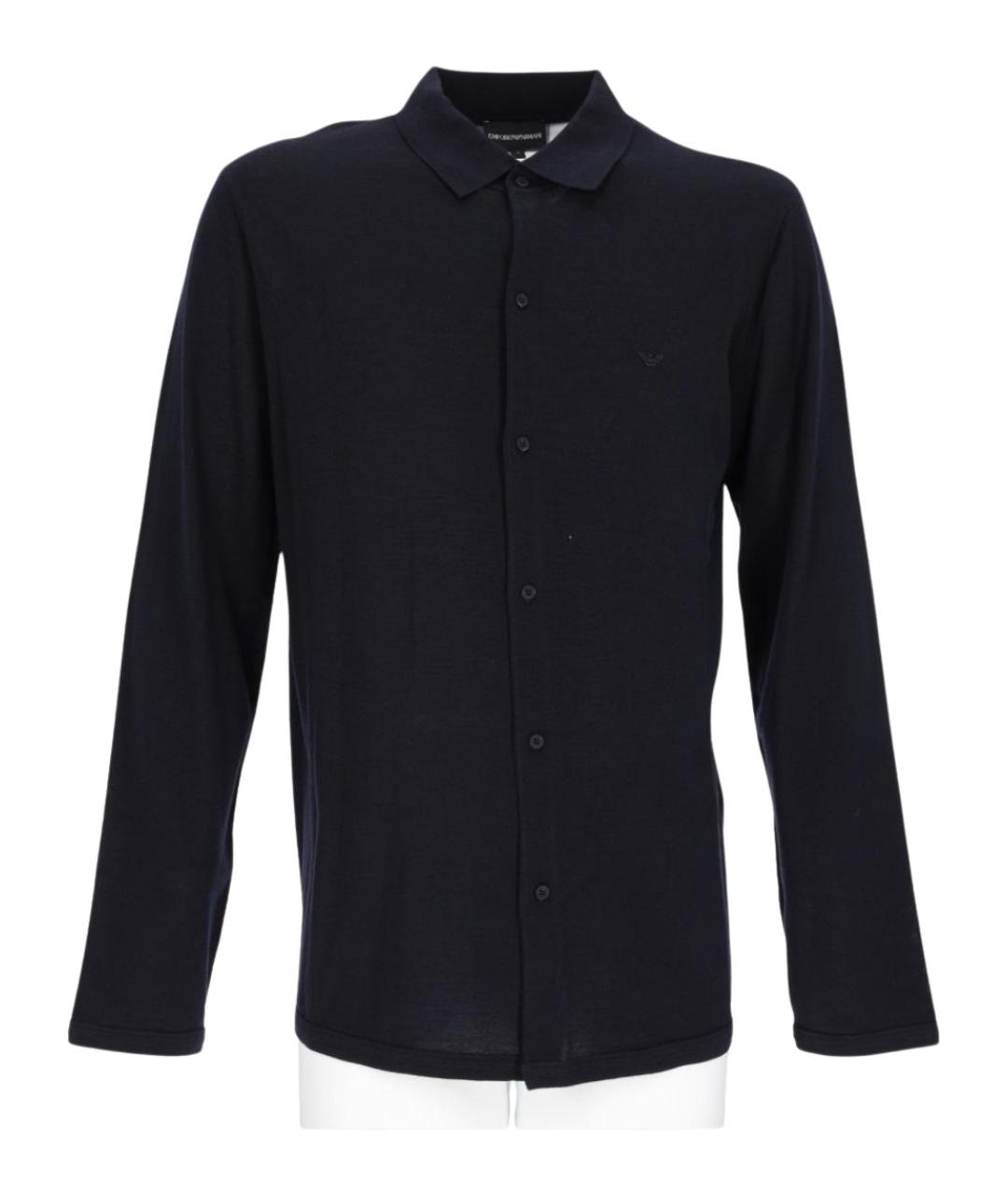 EMPORIO ARMANI Синяя шерстяная кэжуал рубашка, фото 1