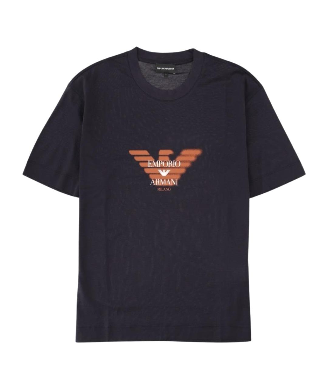EMPORIO ARMANI Синяя хлопковая футболка, фото 1