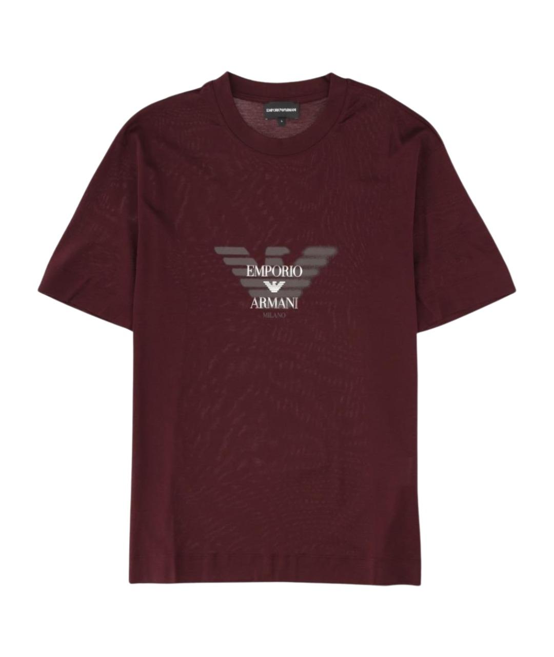 EMPORIO ARMANI Коричневая хлопковая футболка, фото 1