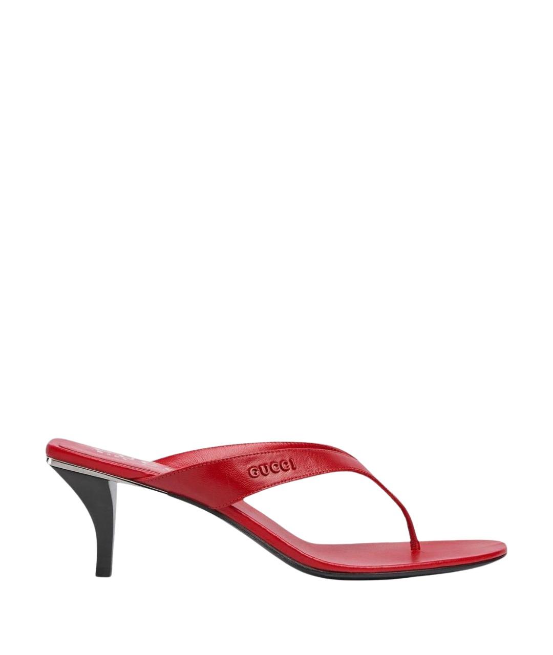 GUCCI Красные кожаные босоножки, фото 1