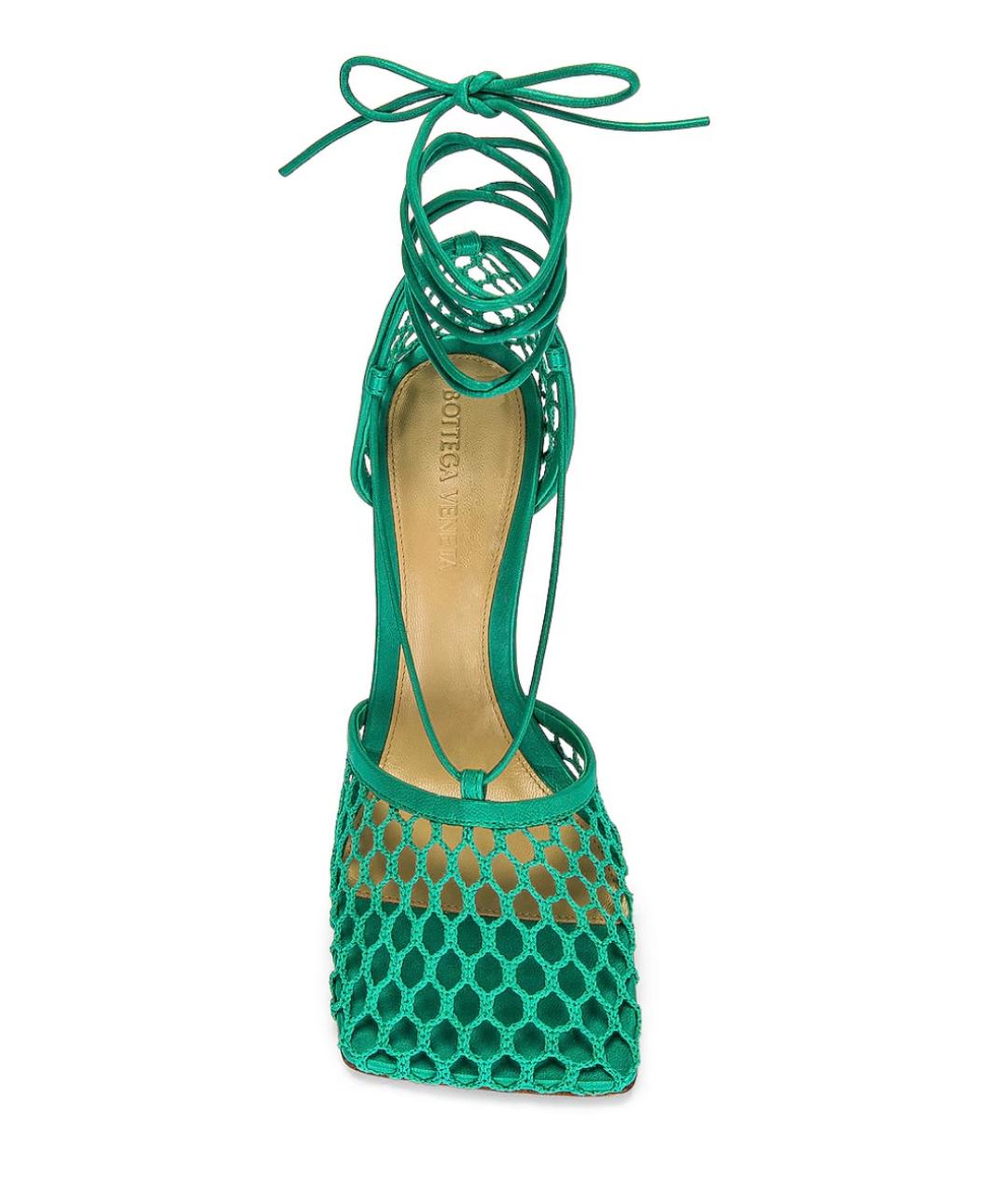 BOTTEGA VENETA Зеленые текстильные босоножки, фото 3