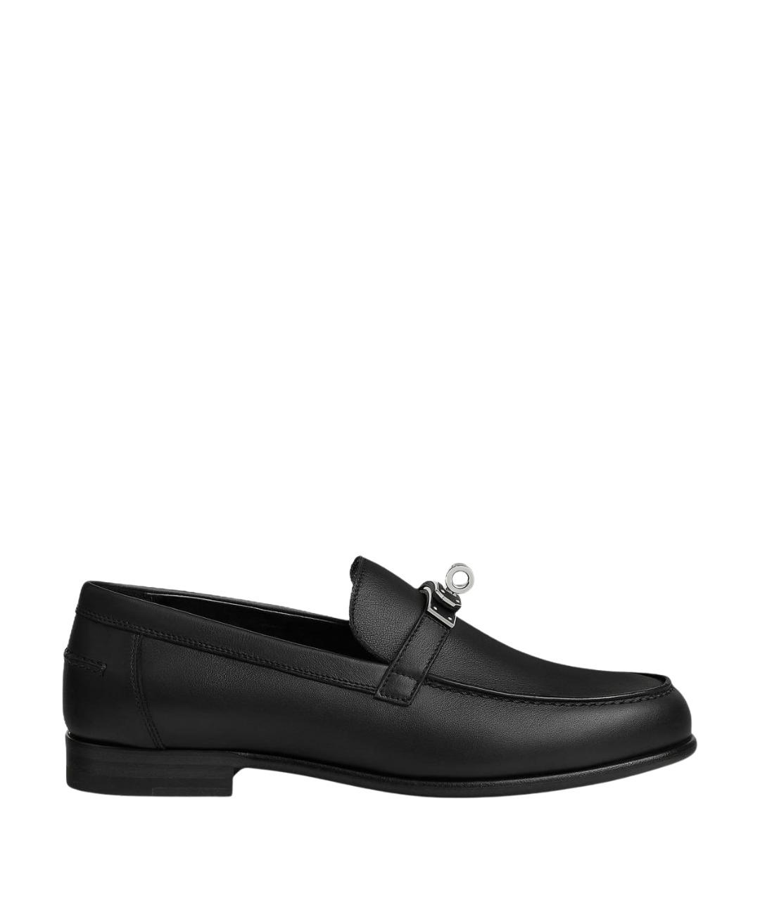 HERMES Черные кожаные лоферы, фото 1