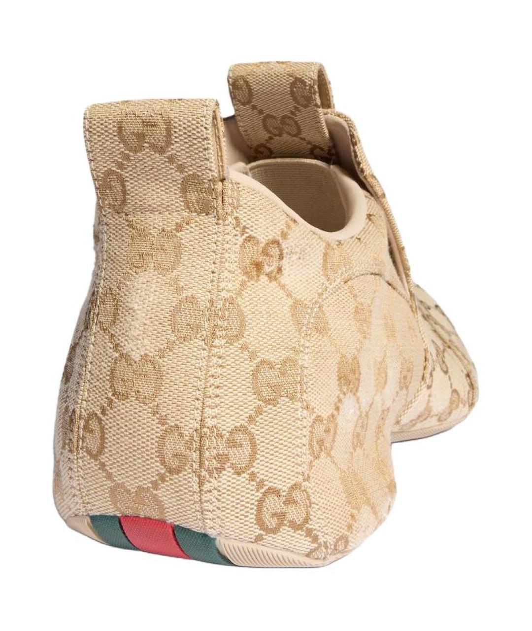 GUCCI Коричневые текстильные низкие кроссовки / кеды, фото 5