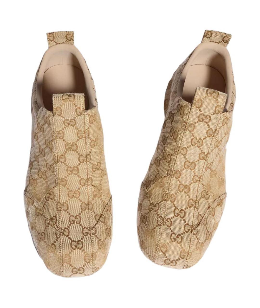 GUCCI Коричневые текстильные низкие кроссовки / кеды, фото 4
