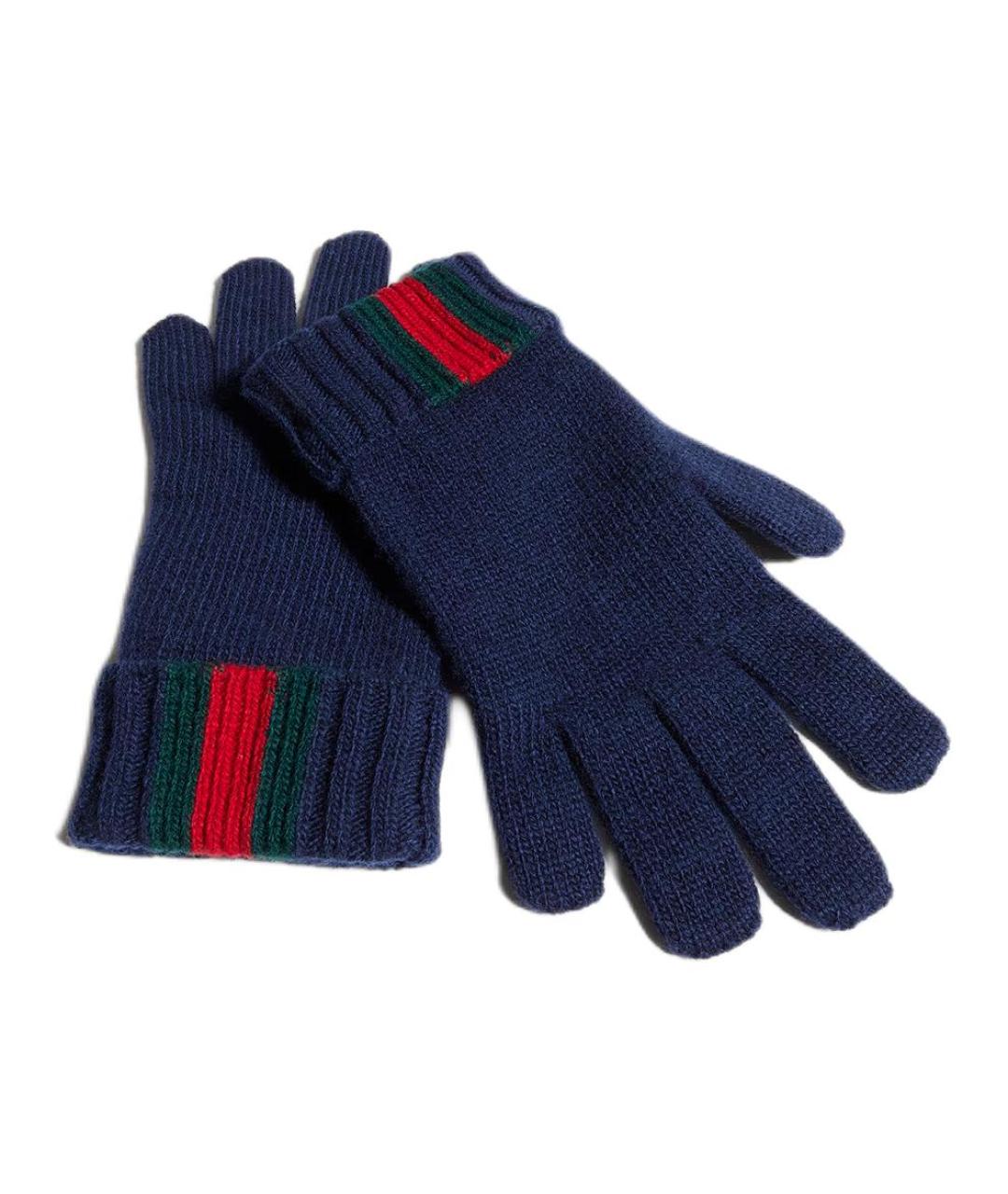 GUCCI Темно-синие перчатки, фото 2