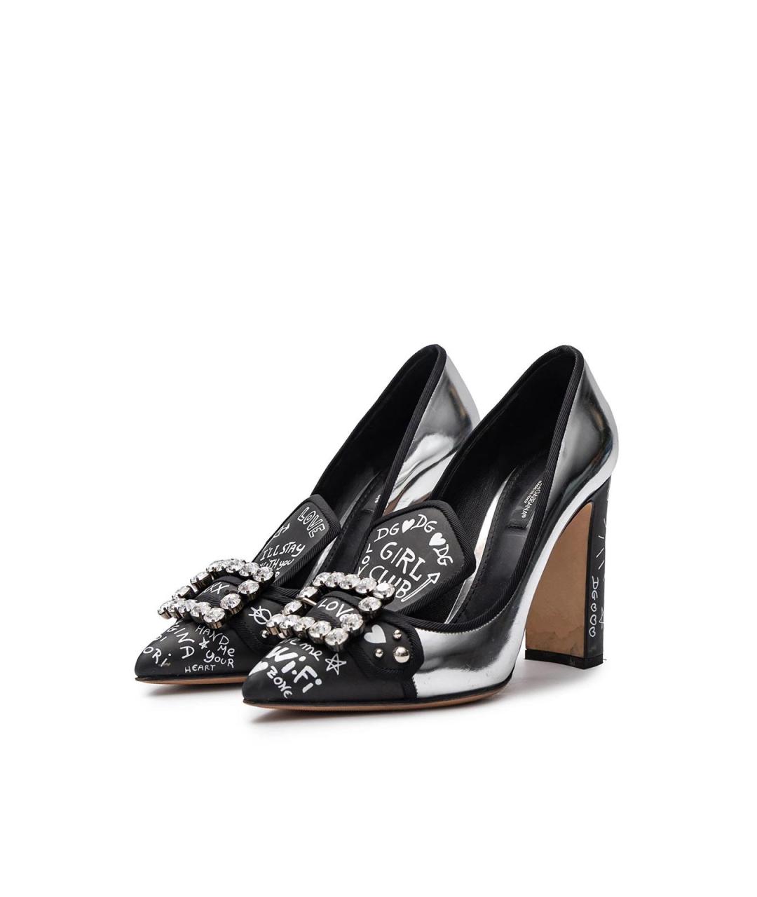 DOLCE&GABBANA Серебряные кожаные туфли, фото 2
