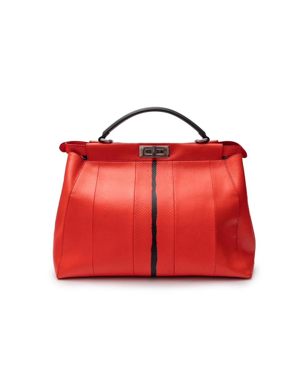 FENDI Красная сумка тоут из экзотической кожи, фото 3
