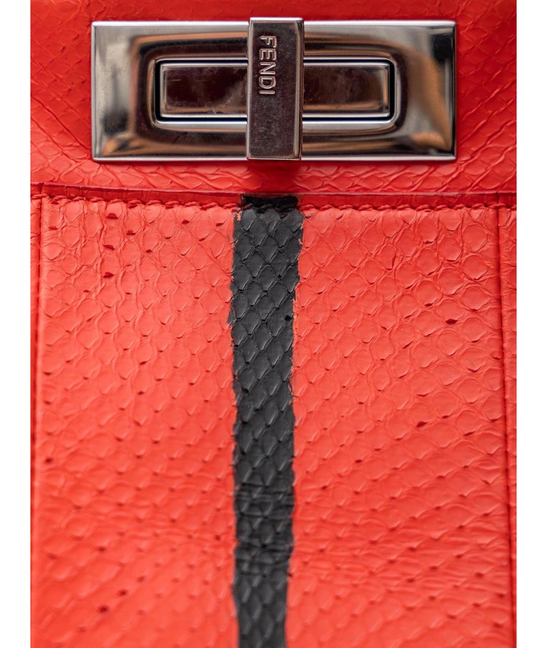 FENDI Красная сумка тоут из экзотической кожи, фото 5