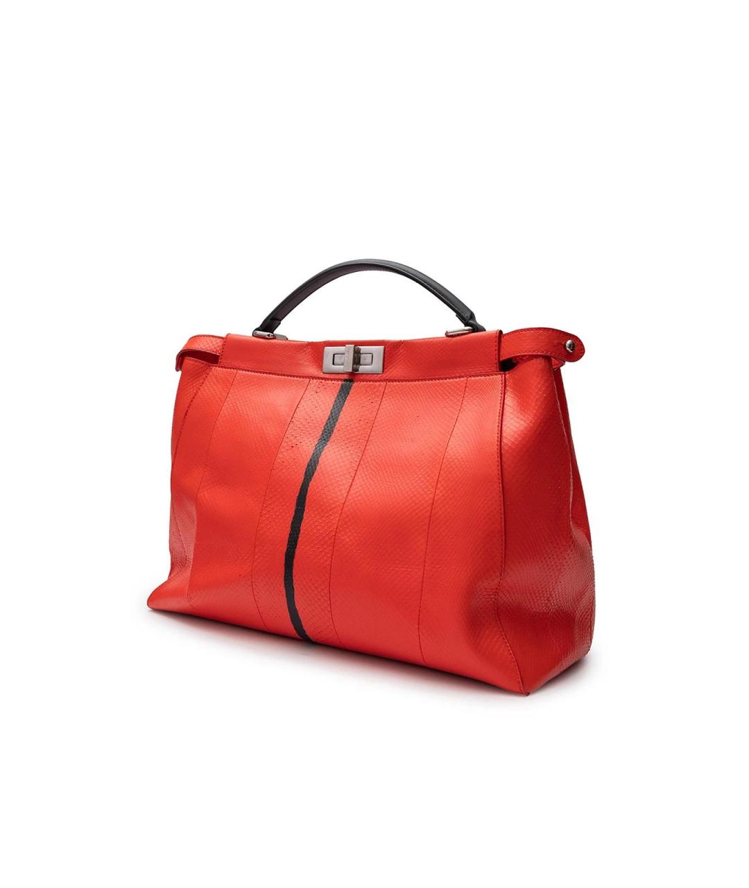 FENDI Красная сумка тоут из экзотической кожи, фото 2