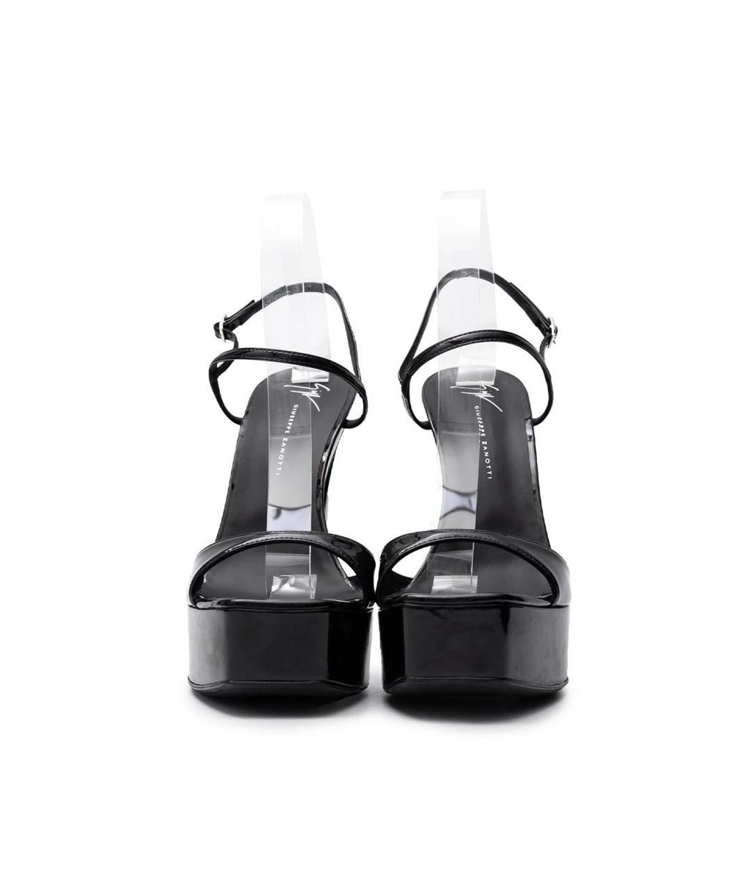 GIUSEPPE ZANOTTI DESIGN Черные босоножки из лакированной кожи, фото 4