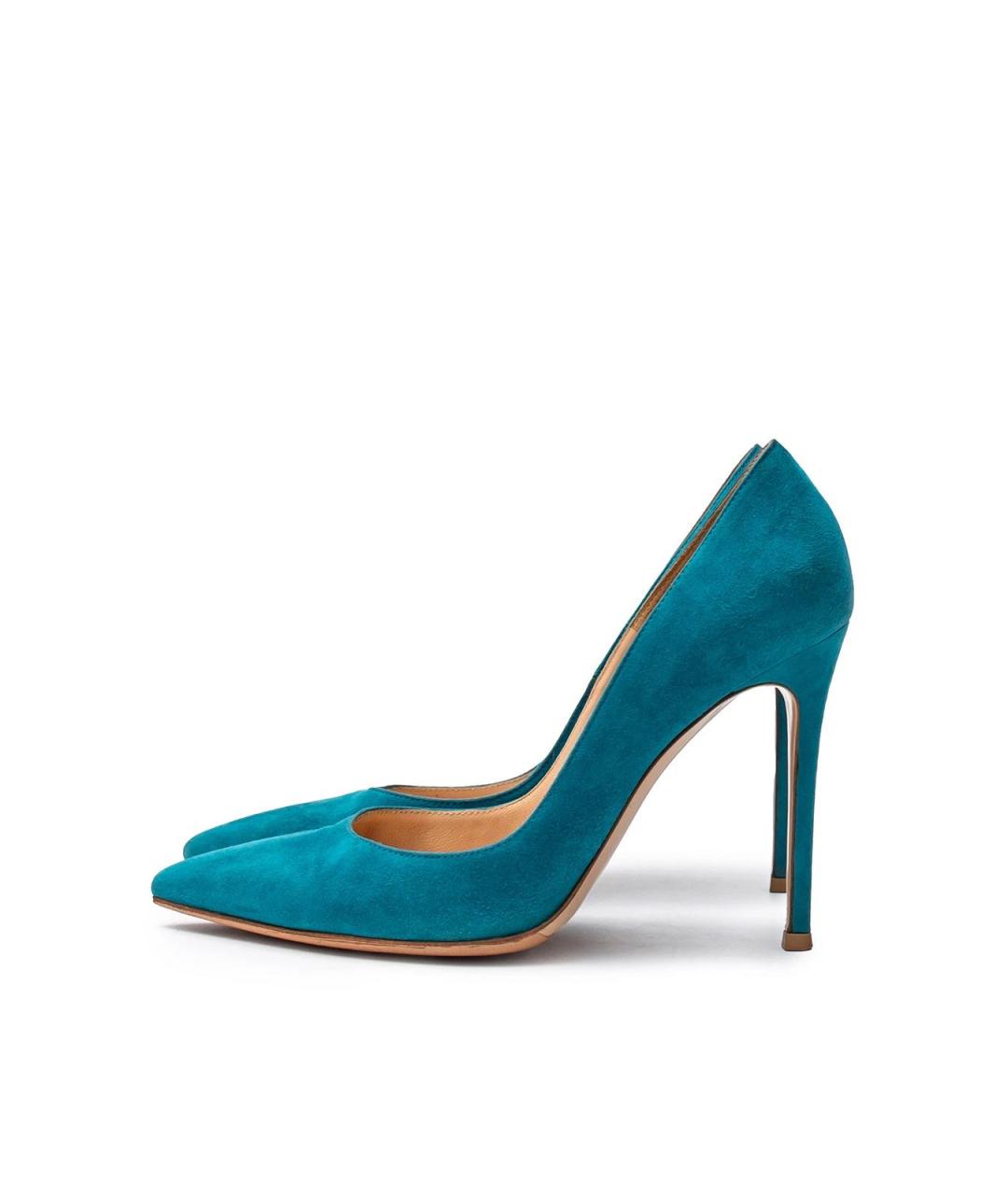 GIANVITO ROSSI Бирюзовые замшевые туфли, фото 5