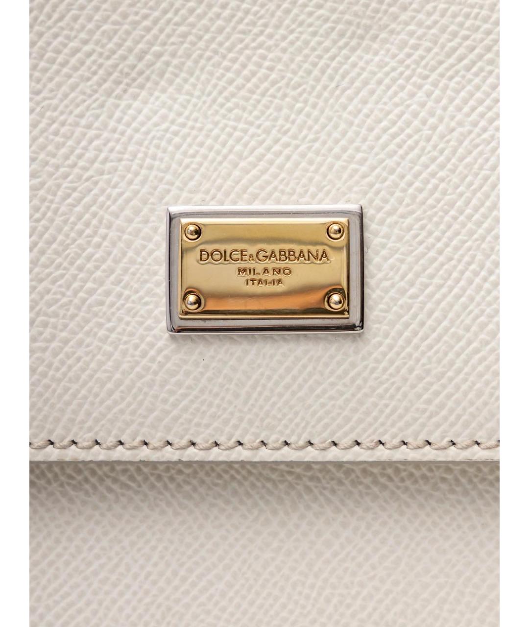 DOLCE&GABBANA Белая кожаная сумка тоут, фото 6