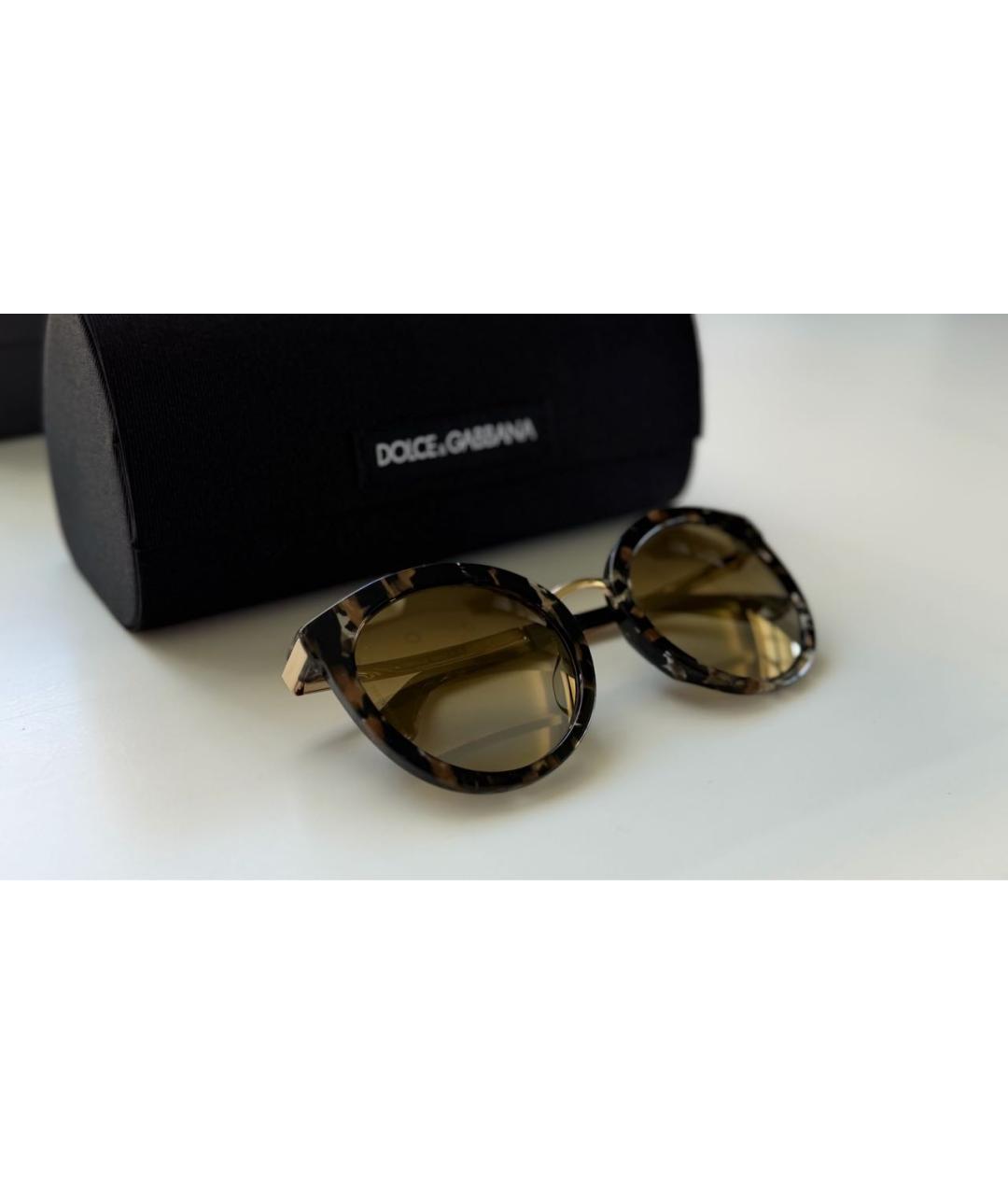 DOLCE&GABBANA Коричневые пластиковые солнцезащитные очки, фото 3