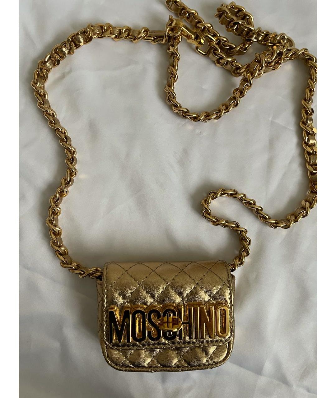 MOSCHINO Золотая кожаная поясная сумка, фото 5