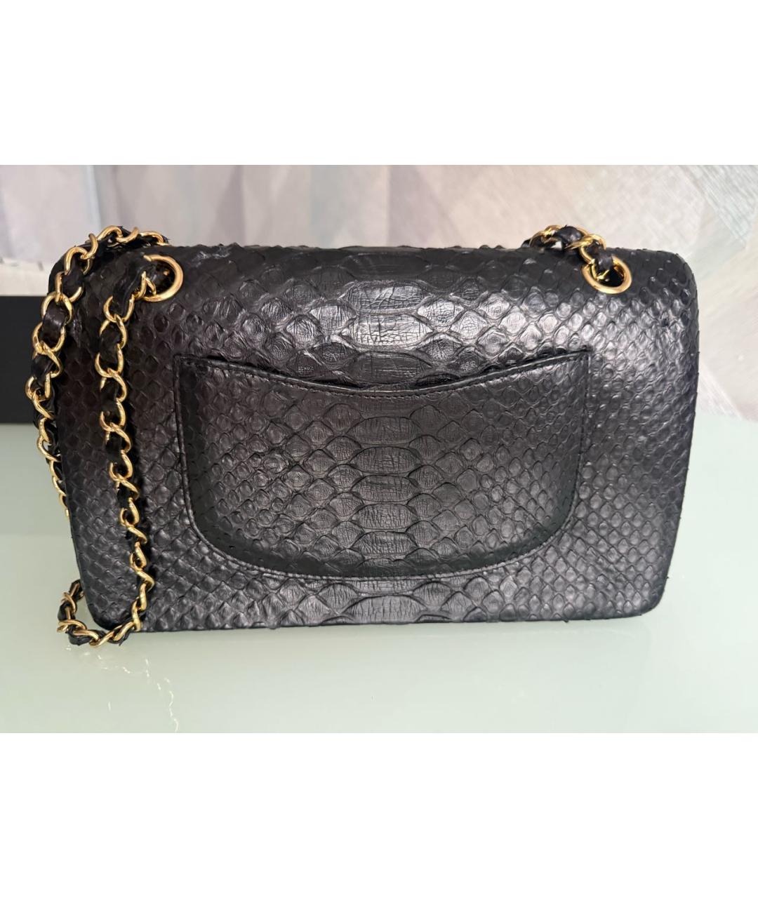 CHANEL Черная сумка через плечо из кожи питона, фото 3