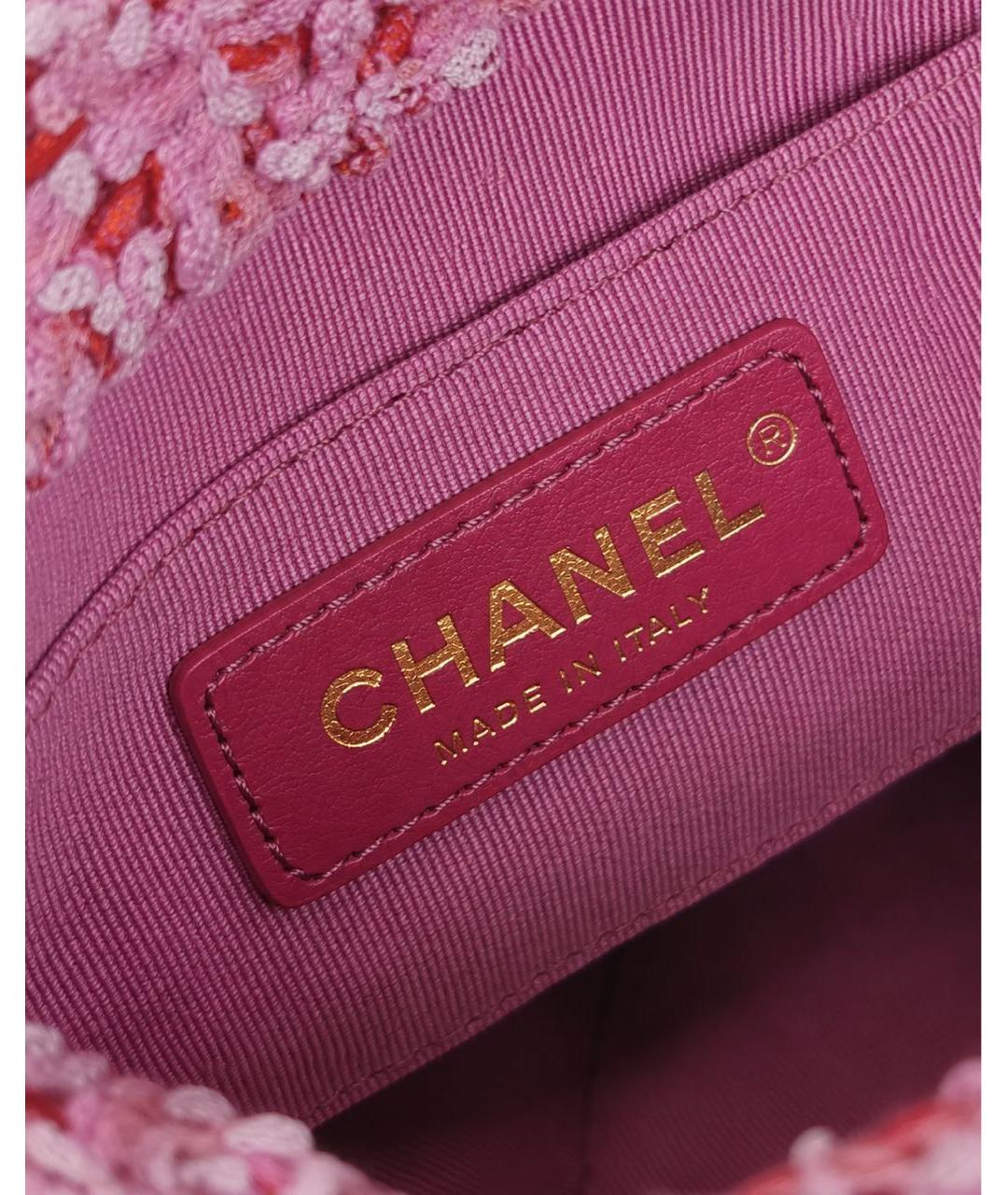 CHANEL Розовая твидовая сумка с короткими ручками, фото 4