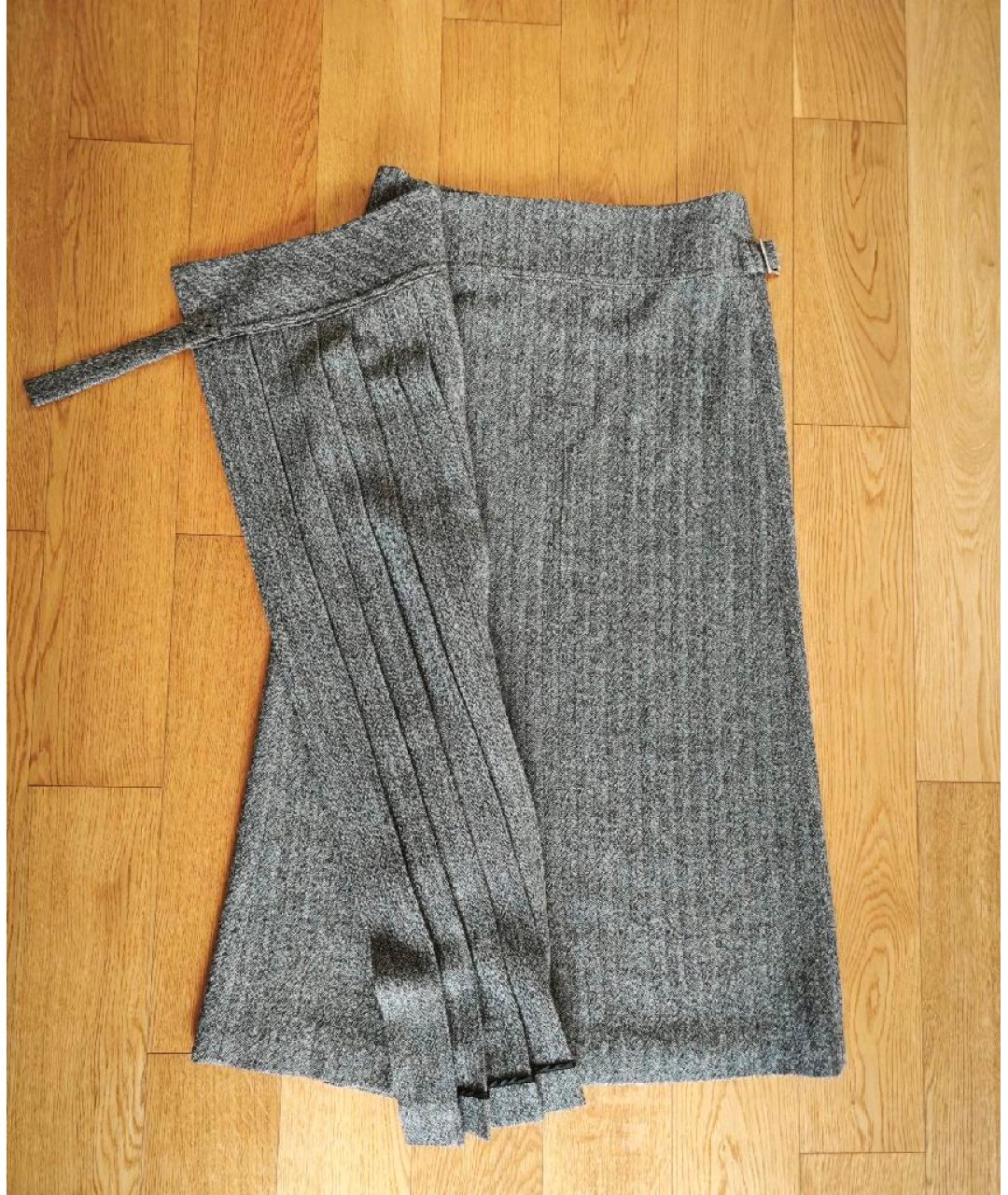 YOHJI YAMAMOTO Серая шерстяная юбка макси, фото 2