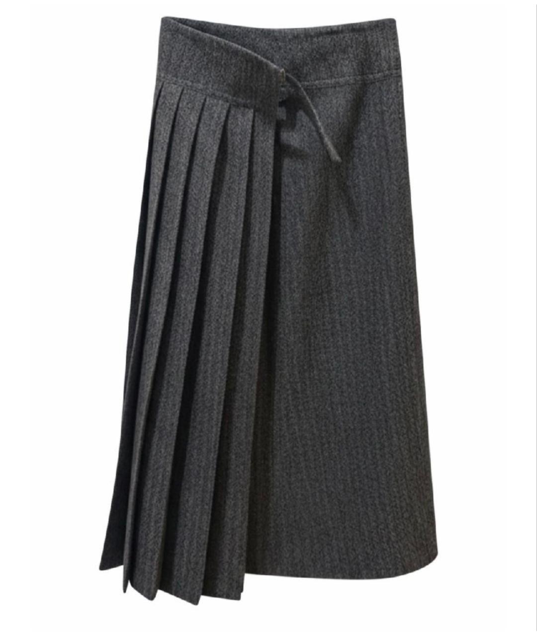 YOHJI YAMAMOTO Серая шерстяная юбка макси, фото 1