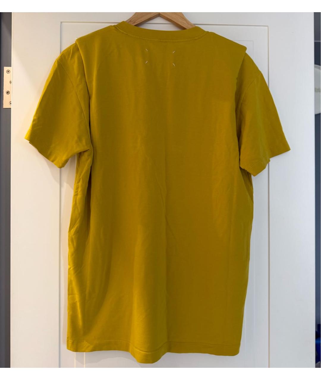 MAISON MARGIELA Горчичная хлопковая футболка, фото 2