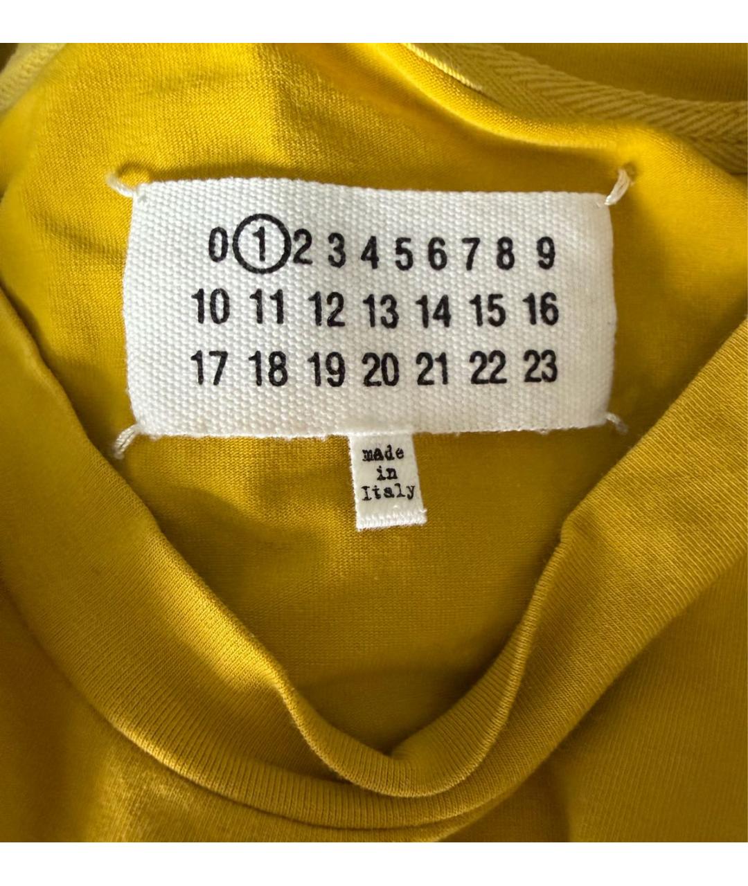 MAISON MARGIELA Горчичная хлопковая футболка, фото 4