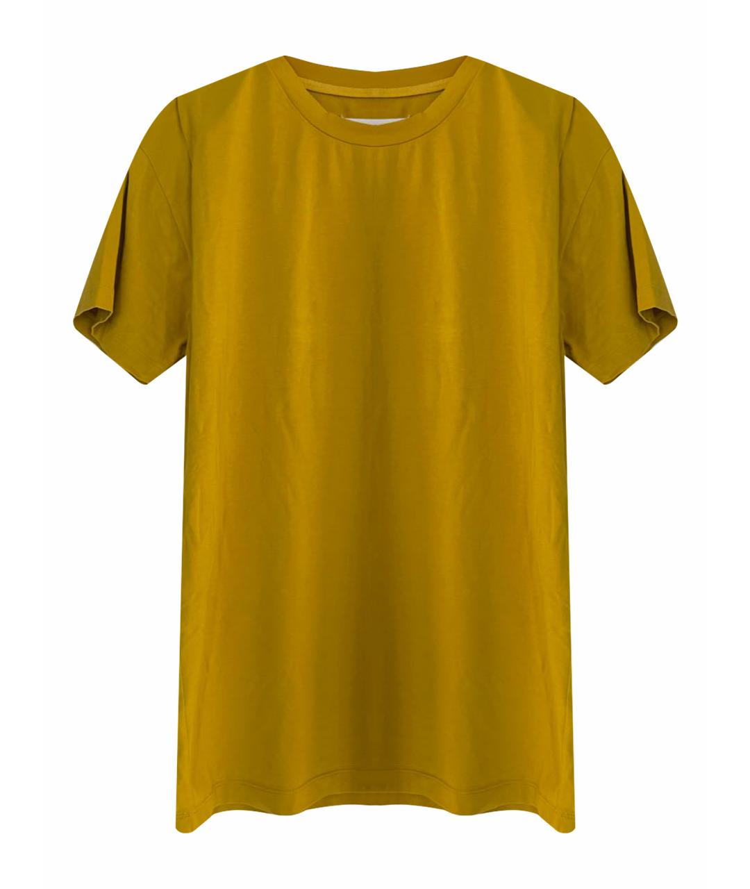 MAISON MARGIELA Горчичная хлопковая футболка, фото 1