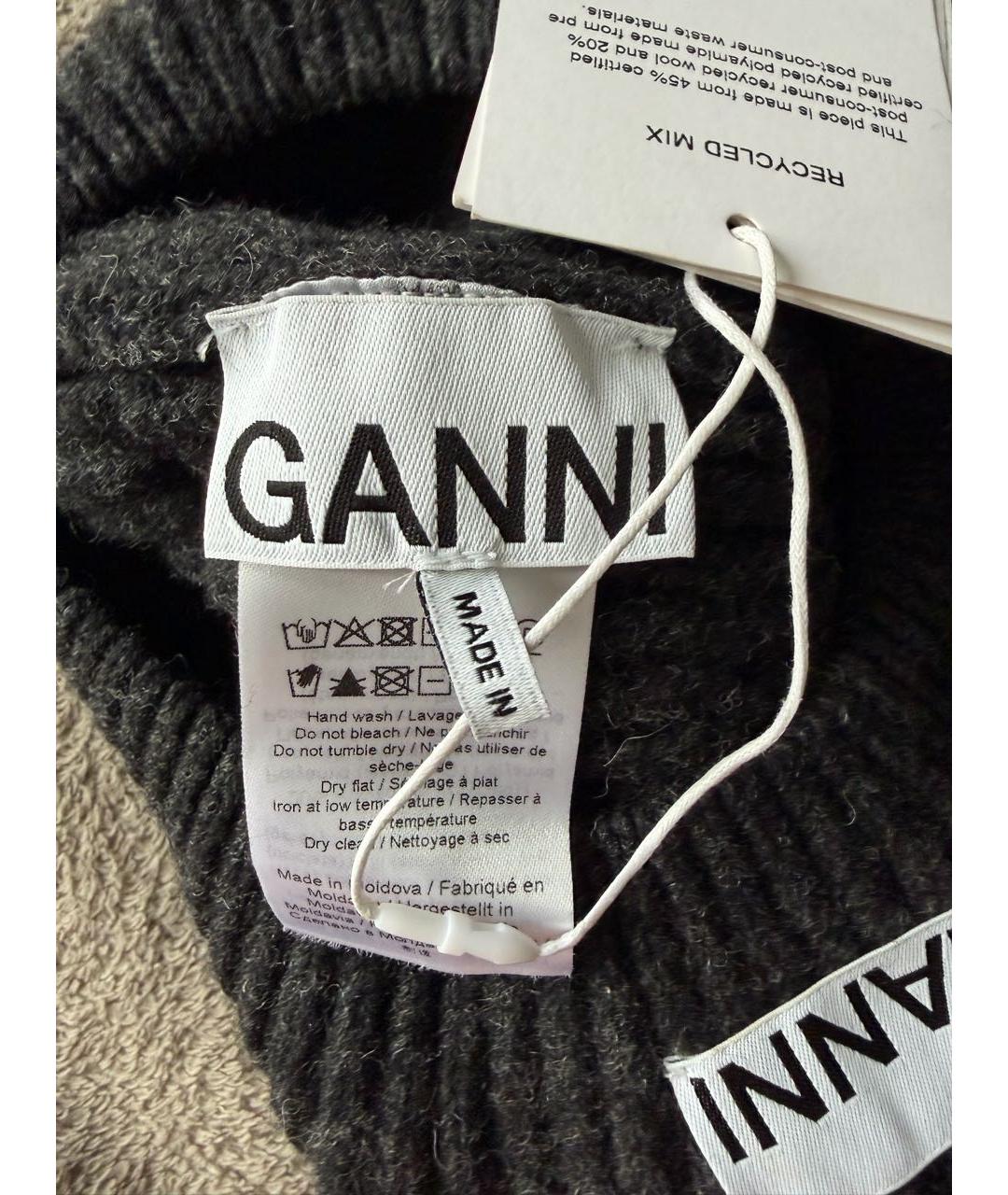 GANNI Антрацитовая шерстяная шапка, фото 4