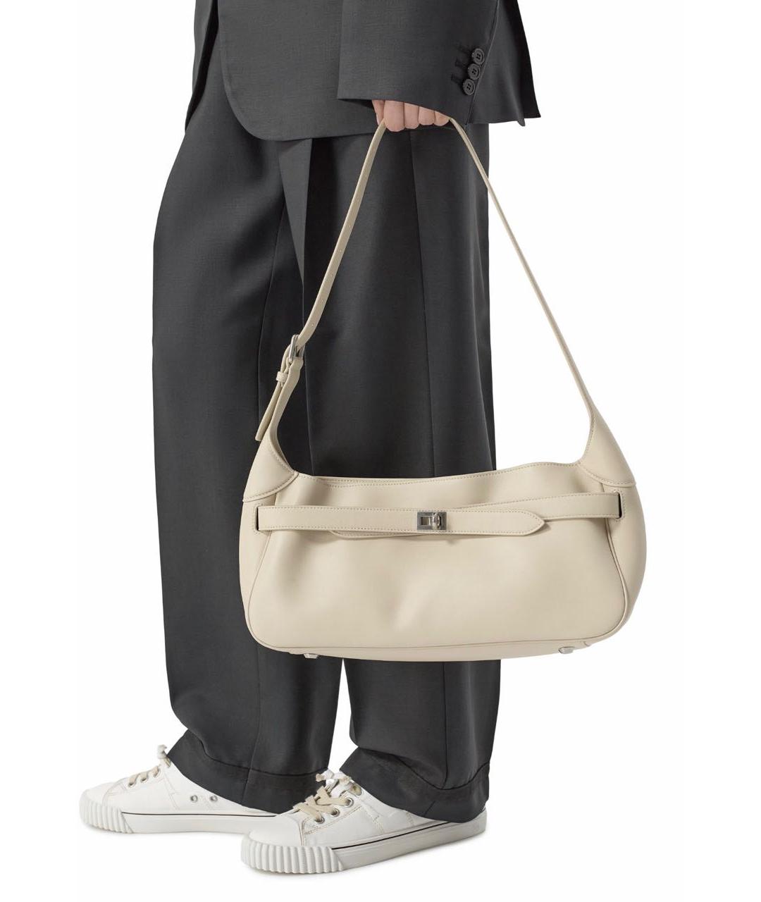 BALENCIAGA Бежевая кожаная сумка через плечо, фото 4