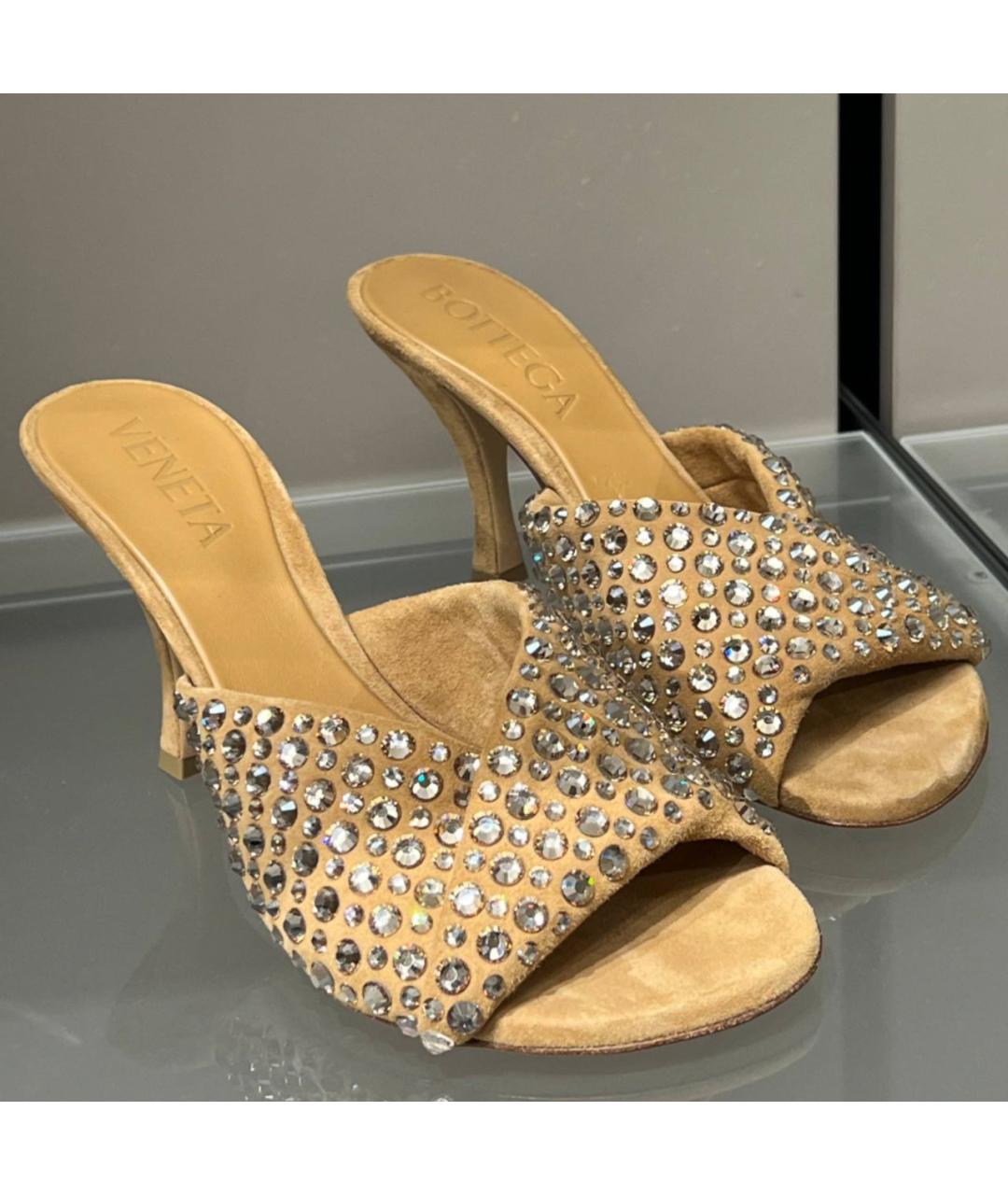 BOTTEGA VENETA Бежевые замшевые мюли, фото 2