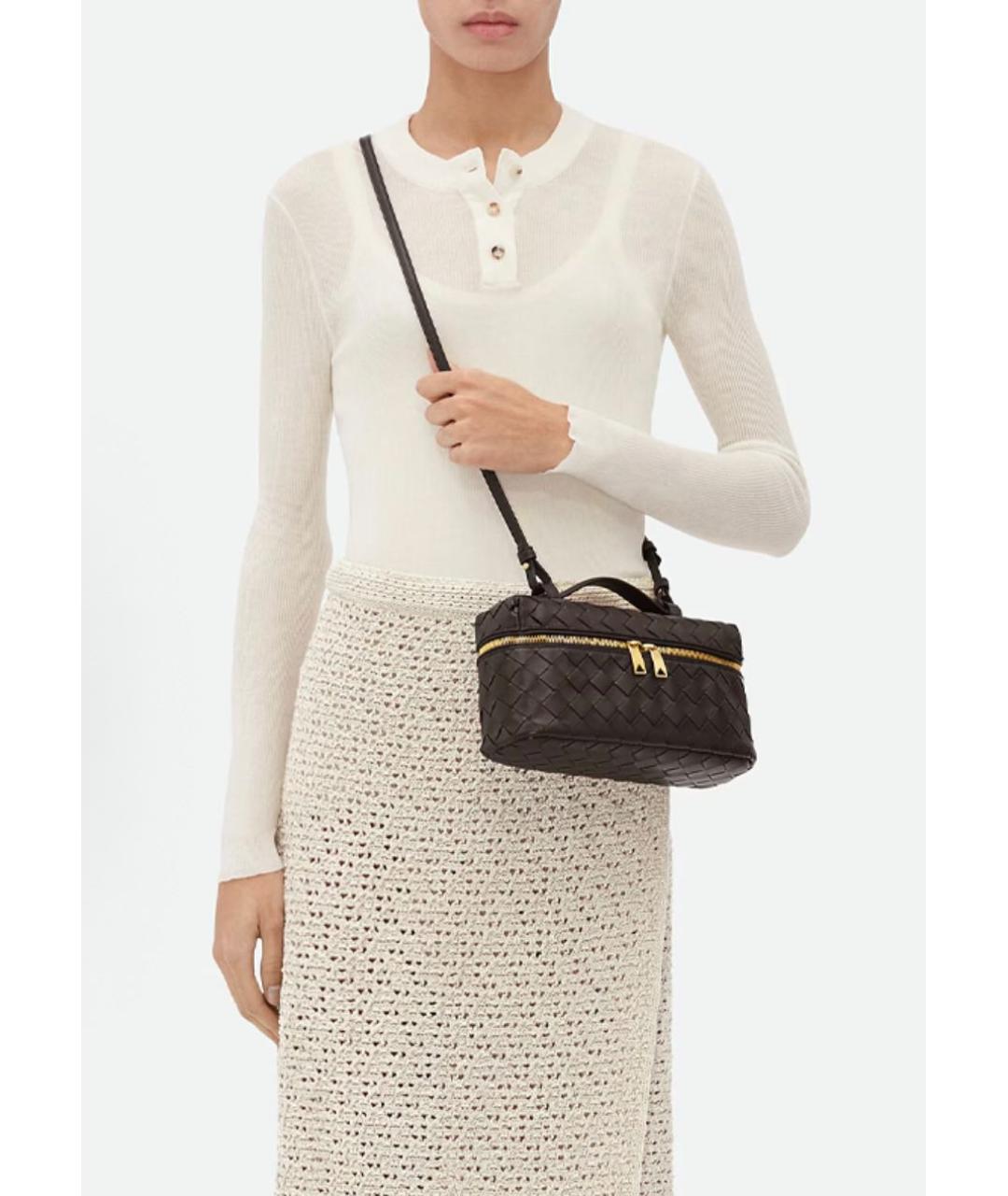 BOTTEGA VENETA Черная кожаная сумка через плечо, фото 5
