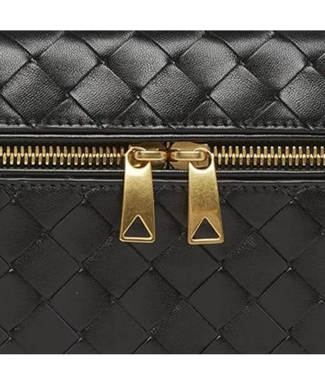BOTTEGA VENETA Черная кожаная сумка через плечо, фото 4