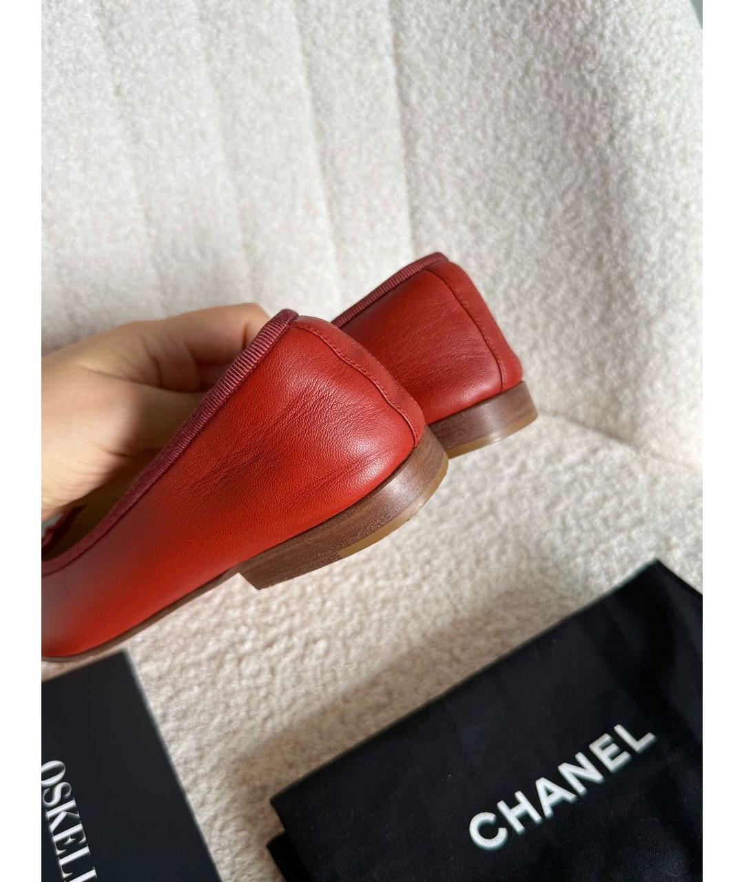 CHANEL Красные кожаные балетки, фото 5