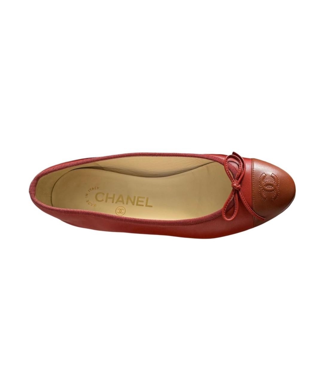 CHANEL Красные кожаные балетки, фото 1
