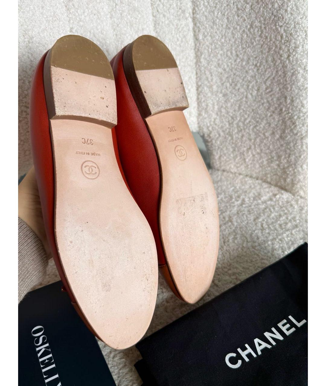 CHANEL Красные кожаные балетки, фото 4