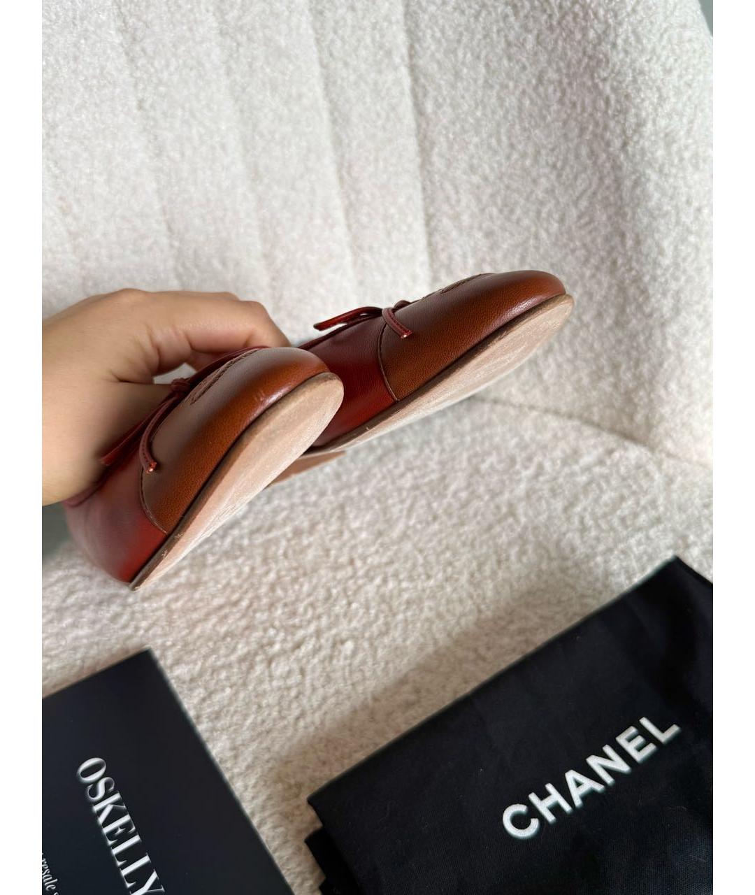 CHANEL Красные кожаные балетки, фото 6