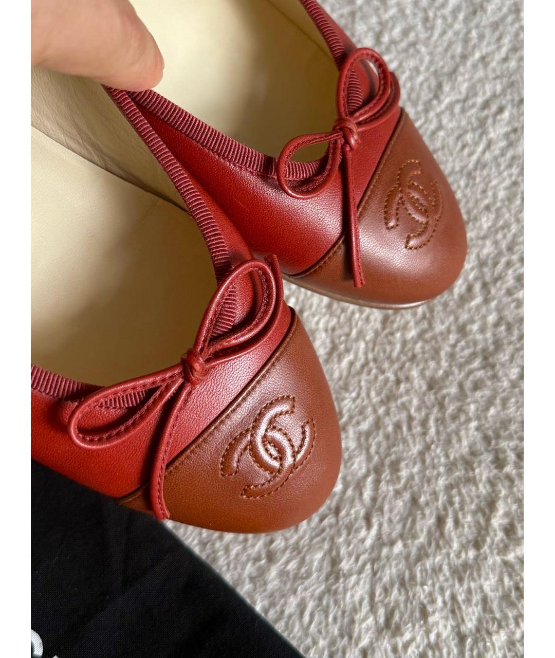 CHANEL Красные кожаные балетки, фото 3