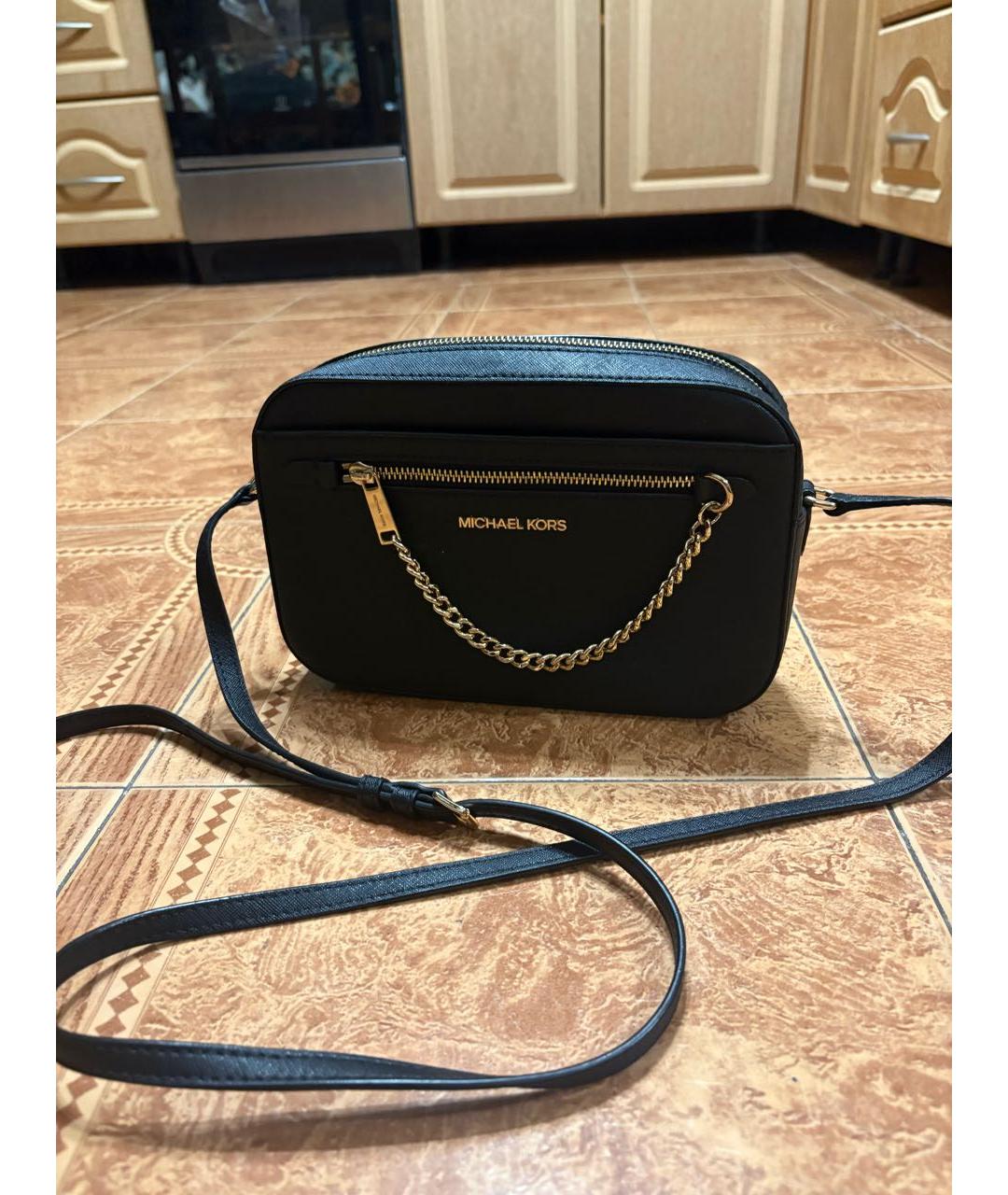 MICHAEL KORS Черная кожаная сумка через плечо, фото 2
