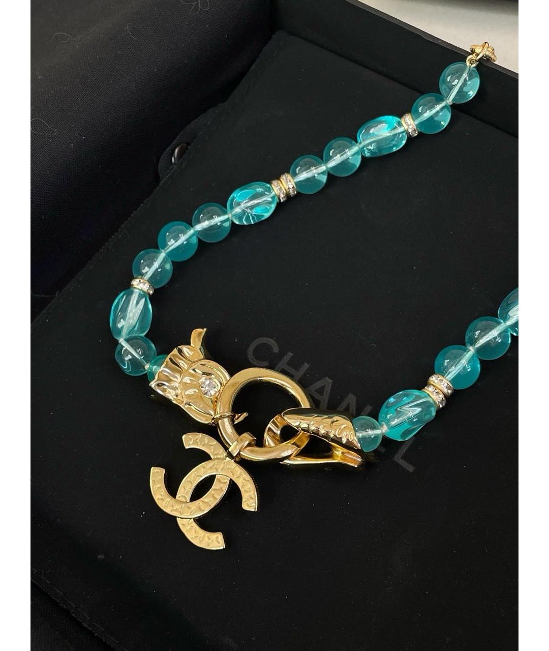 CHANEL Бирюзовое металлическое колье, фото 3