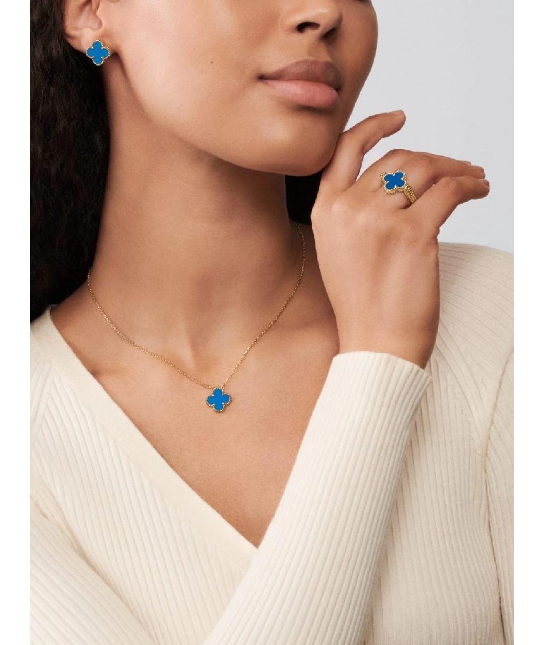 VAN CLEEF & ARPELS Синие серьги из желтого золота, фото 2