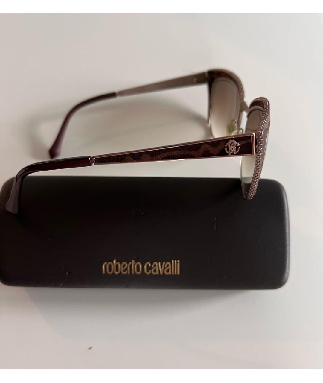 ROBERTO CAVALLI Коричневые металлические солнцезащитные очки, фото 2