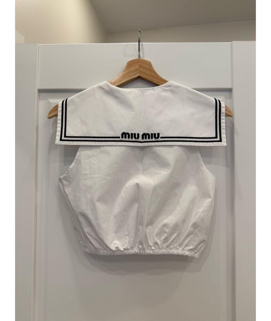 MIU MIU Белая хлопковая майка, фото 2